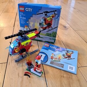 LEGO CITY 60318 CITY FIRE HELICOPTER!  100% COMPLETE! FIREFIGHTER HOTDOG